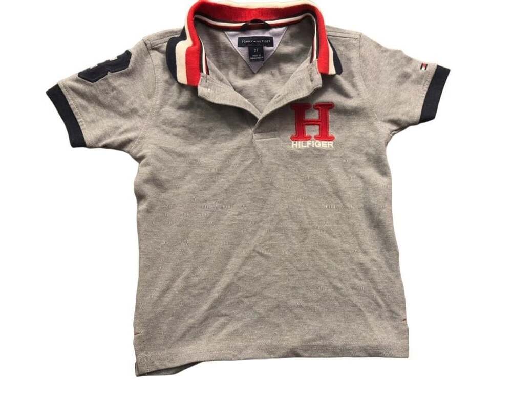Tommy Hilfiger Polo Shirt Size 2T Gray Big H Logo Short Sleeve